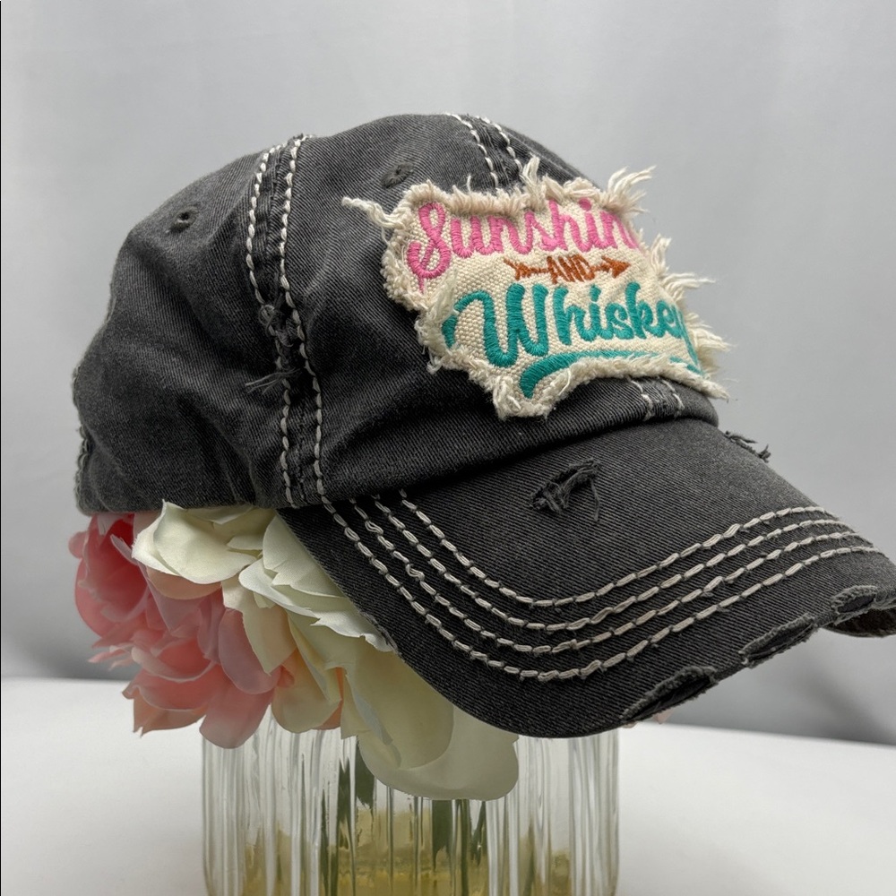 Distressed Black Cap with Embroidered Patch - Picture 6 of 9